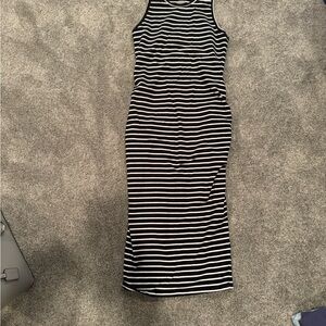 Old Navy Maternity Black and White Striped Midi Dress